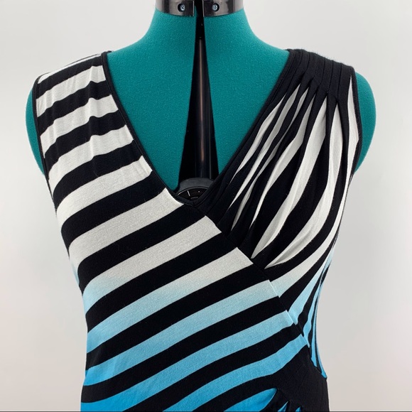 Point Zero Nicole Benisti Striped Ombre Sleeveless Top with Ruching, Large - Picture 2 of 16
